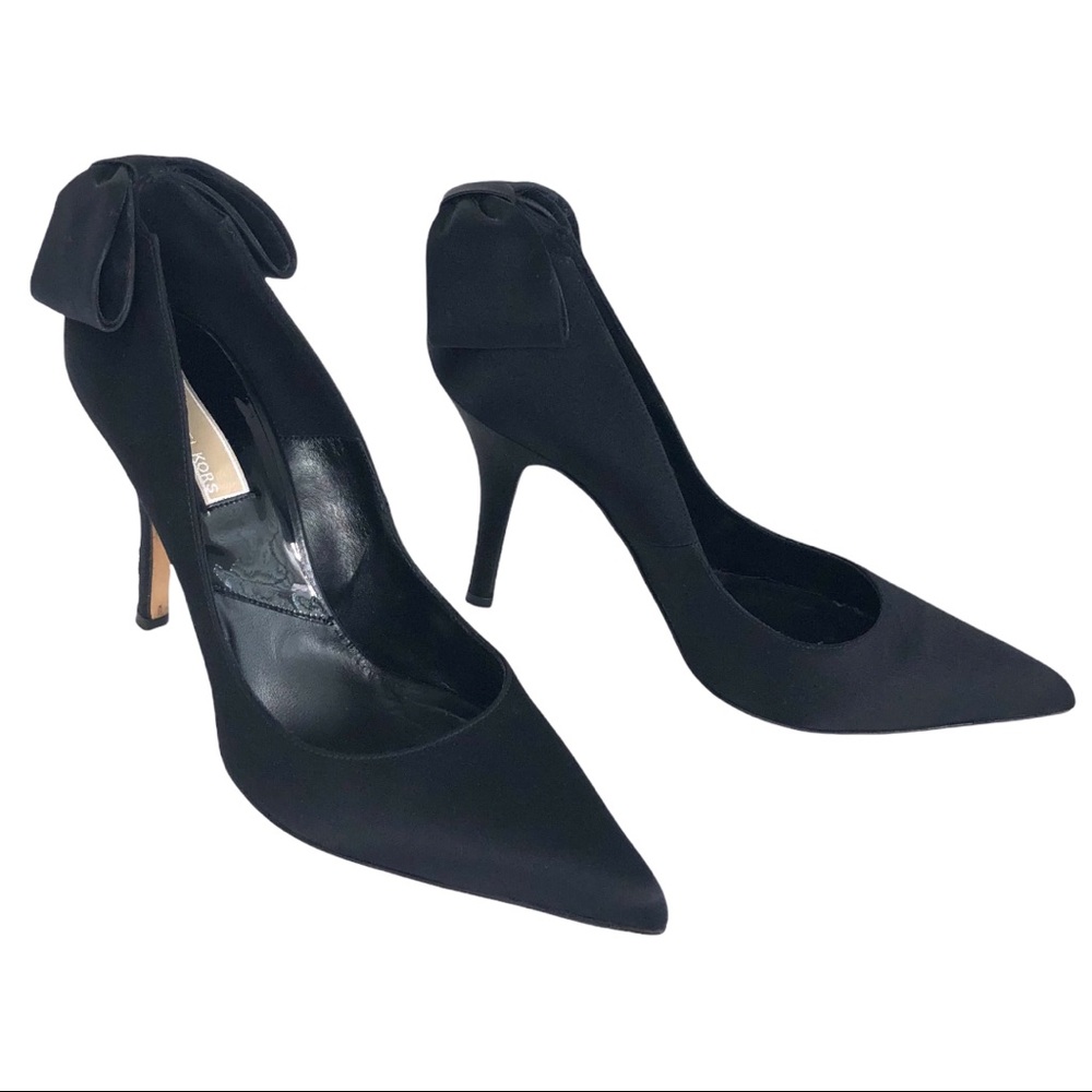 Michael Kors Black Satin Pointy Toe High Heel Pumps made in Italy - Picture 2 of 12